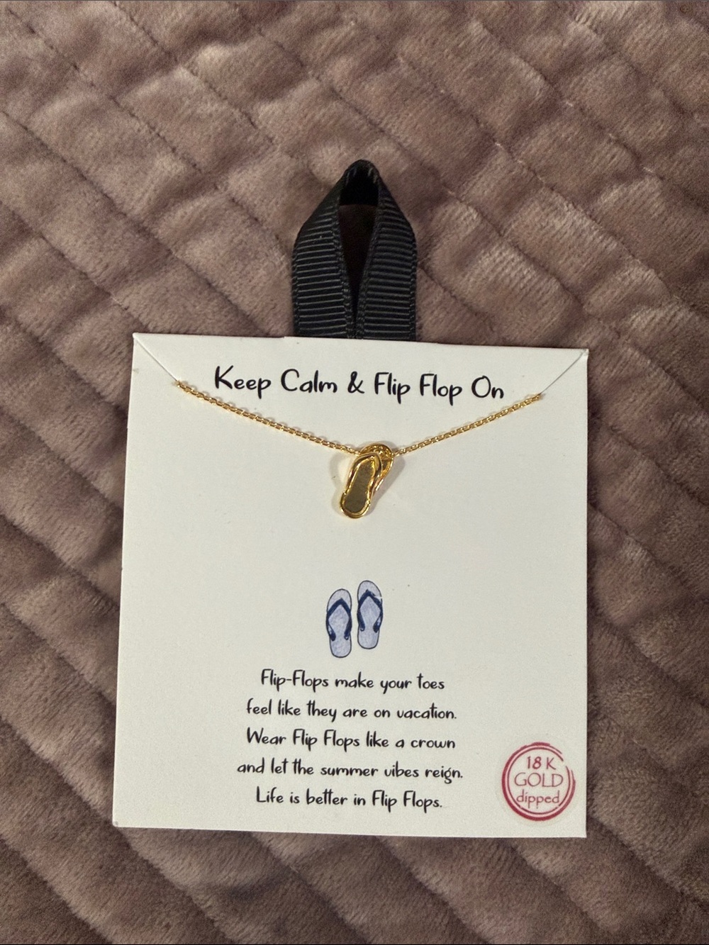 M
NWT 18K Gold Dipped Gold Flip Flop Pendant Necklace - Keep Calm & Flip Flop On